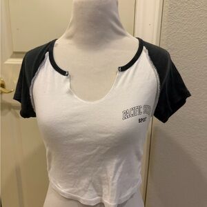 PacSun Black and White Raglan Crop Top